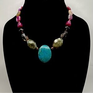 Studio Barse Nature Turquoise Pendant & Multi Gemstone Southwestern Necklace